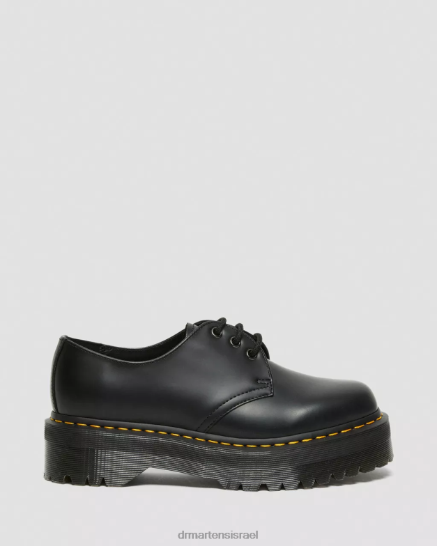 נעלי פלטפורמה מעור חלק 1461 Dr. Martens שחור מלוטש חלק הַנעָלָה N8BB8215