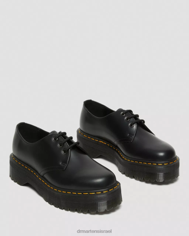 נעלי פלטפורמה מעור חלק 1461 Dr. Martens שחור מלוטש חלק הַנעָלָה N8BB8215
