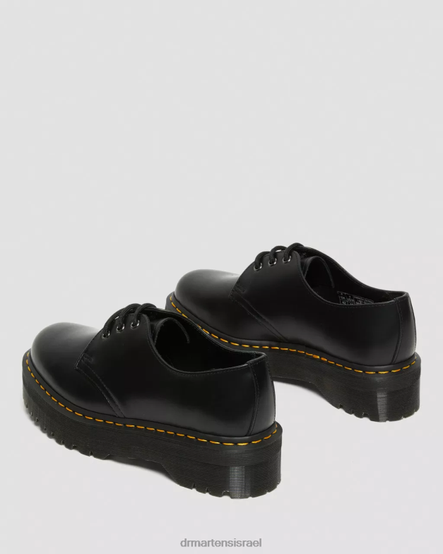 נעלי פלטפורמה מעור חלק 1461 Dr. Martens שחור מלוטש חלק הַנעָלָה N8BB8215