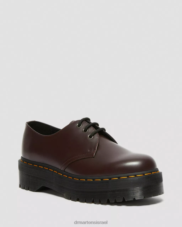 נעלי פלטפורמה מעור חלק 1461 Dr. Martens חלק בורדו הַנעָלָה N8BB8229