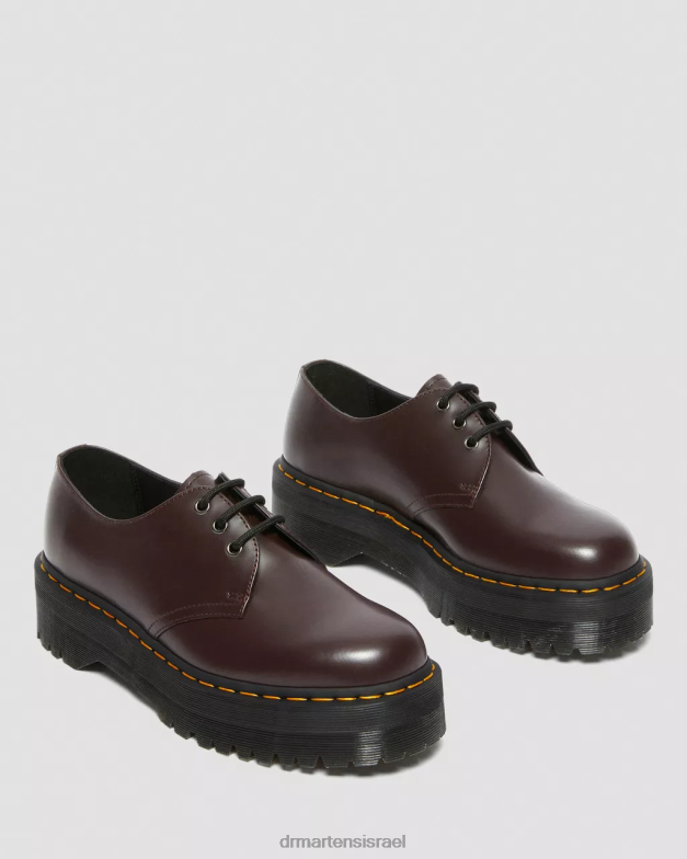 נעלי פלטפורמה מעור חלק 1461 Dr. Martens חלק בורדו הַנעָלָה N8BB8229