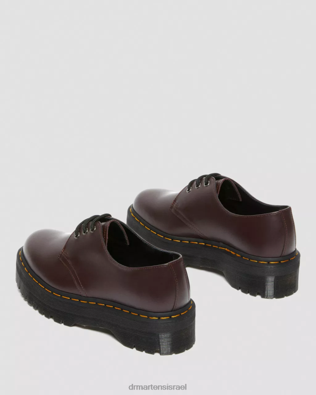 נעלי פלטפורמה מעור חלק 1461 Dr. Martens חלק בורדו הַנעָלָה N8BB8229