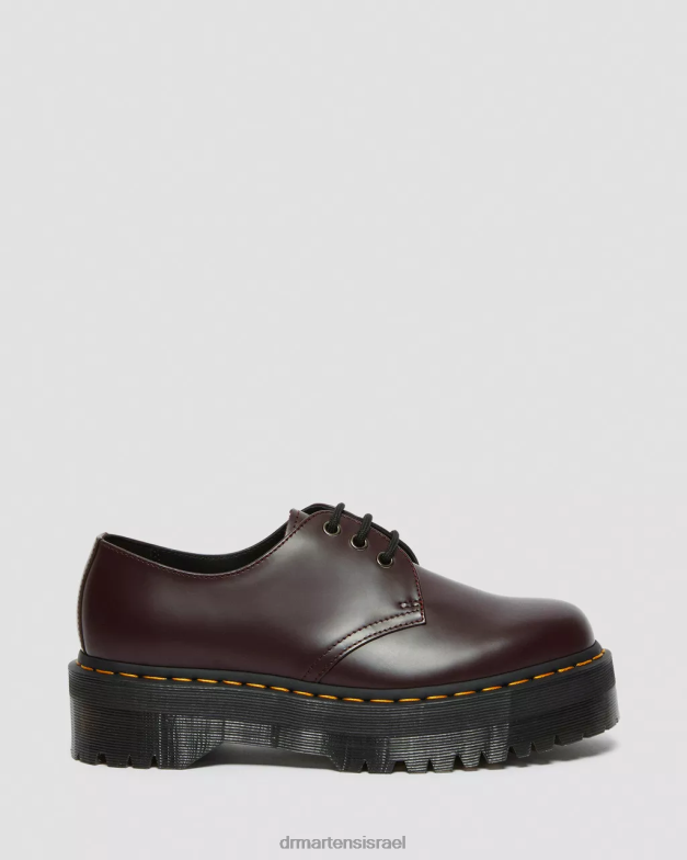 נעלי פלטפורמה מעור חלק 1461 Dr. Martens חלק בורדו הַנעָלָה N8BB8229