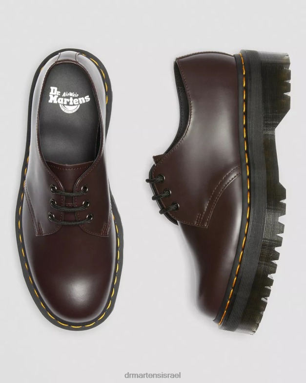 נעלי פלטפורמה מעור חלק 1461 Dr. Martens חלק בורדו הַנעָלָה N8BB8229