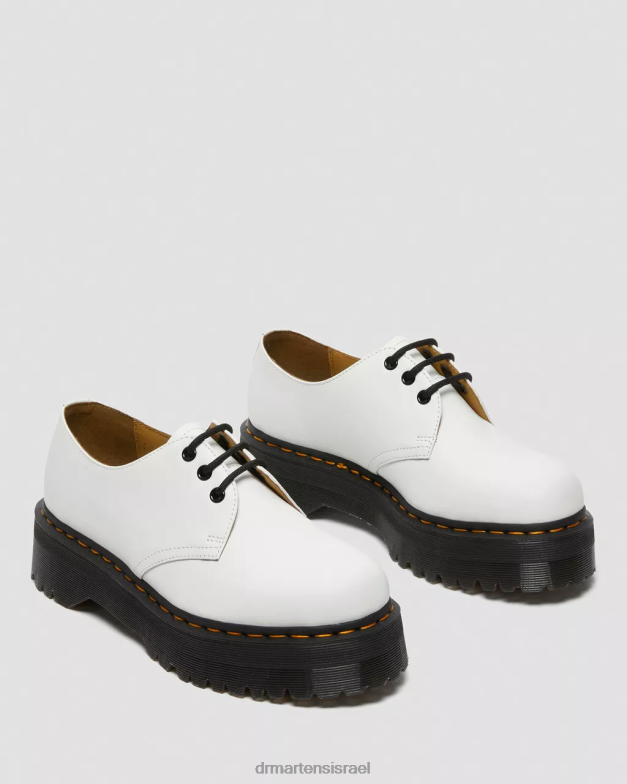 נעלי פלטפורמה מעור חלק 1461 Dr. Martens לבן מלוטש חלק הַנעָלָה N8BB8230