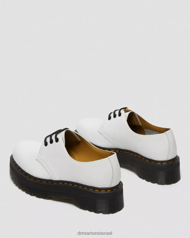 נעלי פלטפורמה מעור חלק 1461 Dr. Martens לבן מלוטש חלק הַנעָלָה N8BB8230