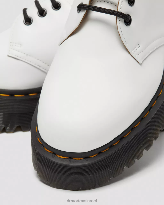 נעלי פלטפורמה מעור חלק 1461 Dr. Martens לבן מלוטש חלק הַנעָלָה N8BB8230