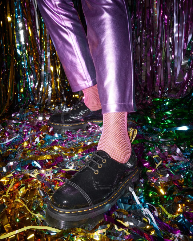 1461 נעלי פלטפורמה מעור פטנט במצוקה Dr. Martens פטנט במצוקה שחור הַנעָלָה N8BB8234