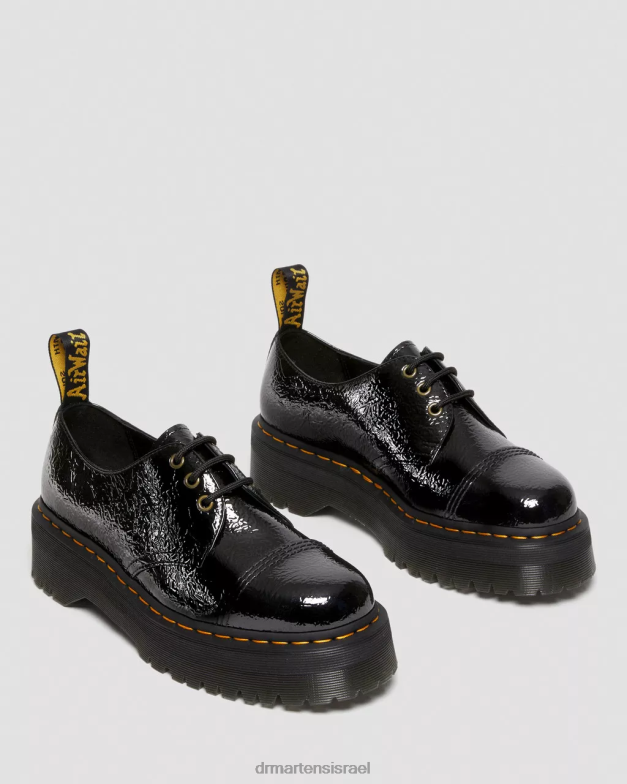 1461 נעלי פלטפורמה מעור פטנט במצוקה Dr. Martens פטנט במצוקה שחור הַנעָלָה N8BB8234