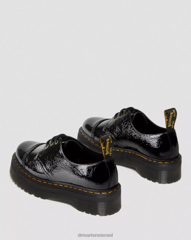 1461 נעלי פלטפורמה מעור פטנט במצוקה Dr. Martens פטנט במצוקה שחור הַנעָלָה N8BB8234