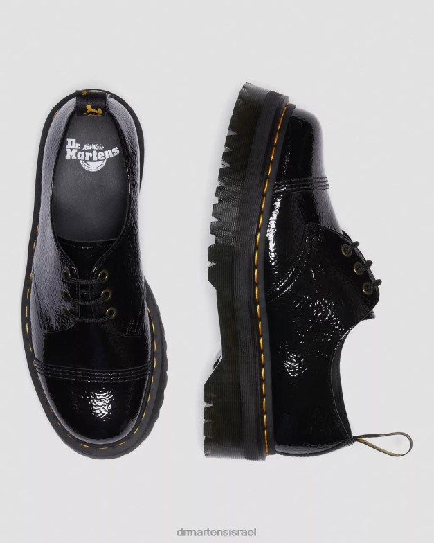 1461 נעלי פלטפורמה מעור פטנט במצוקה Dr. Martens פטנט במצוקה שחור הַנעָלָה N8BB8234