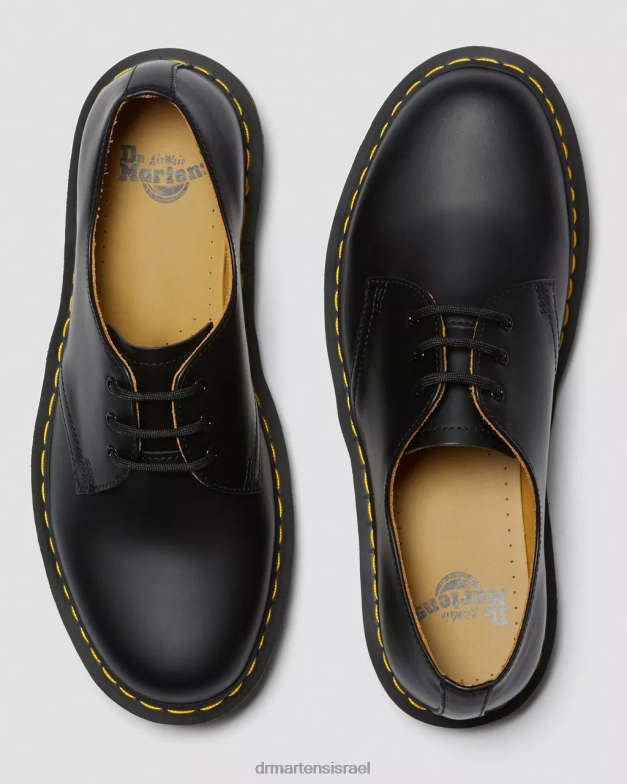 נעלי אוקספורד מעור חלק 1461 Dr. Martens שחור חלק הַנעָלָה N8BB8279