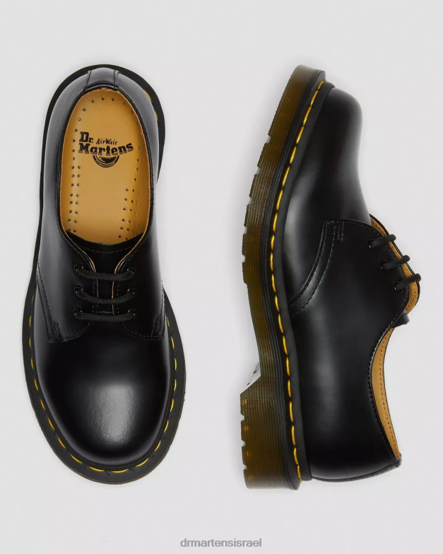 נעלי אוקספורד מעור חלק 1461 Dr. Martens שחור חלק הַנעָלָה N8BB8281