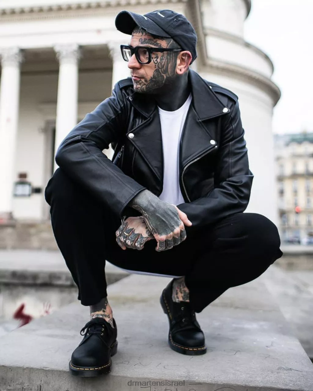 נעלי 1461 פליקס אוקספורד טבעוניות Dr. Martens פליקס שחור לשפשף הַנעָלָה N8BB8287