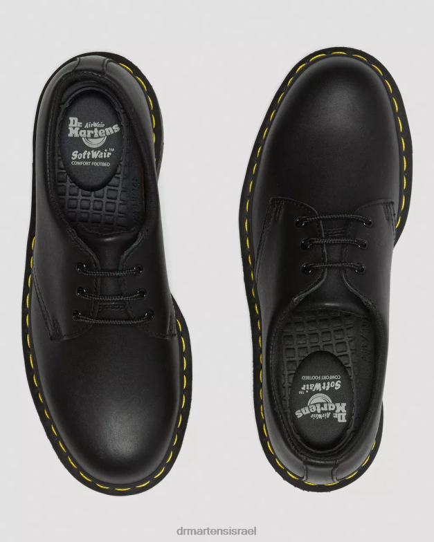 נעלי אוקספורד מעור 1461 חסינות החלקה Dr. Martens דגן מלא תעשייתי שחור הַנעָלָה N8BB8297