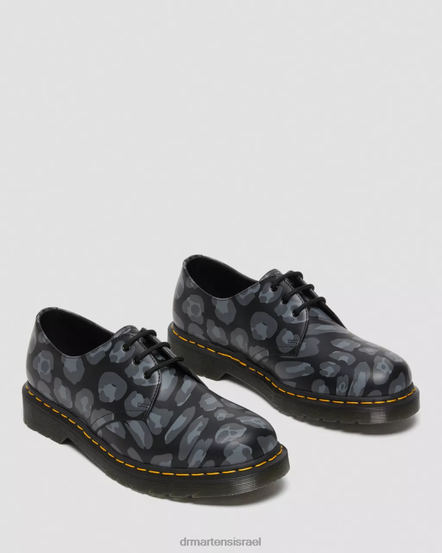 נעלי אוקספורד בהדפס נמר מעוות 1461 Dr. Martens נמר שחור מעוות הַנעָלָה N8BB8299