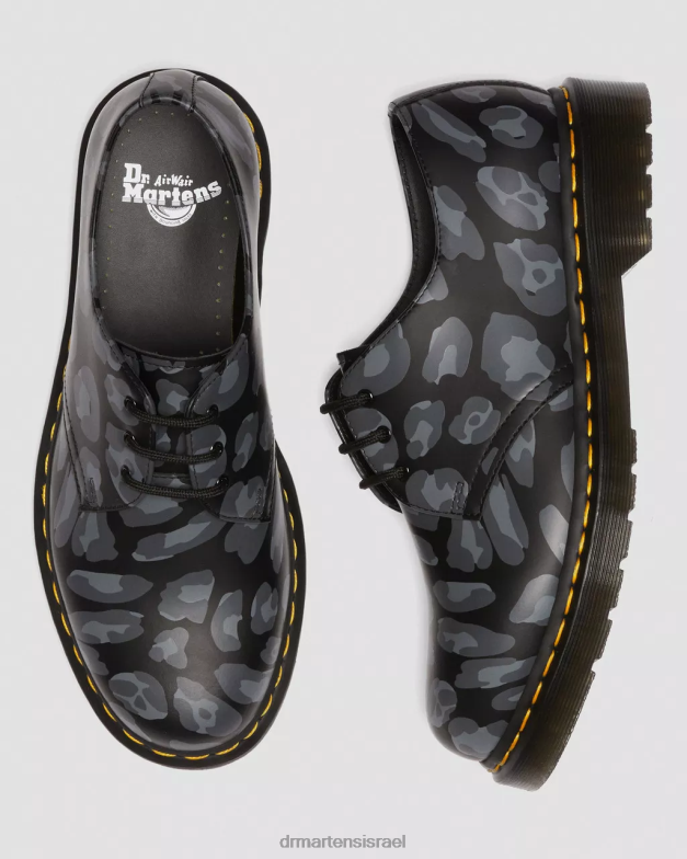 נעלי אוקספורד בהדפס נמר מעוות 1461 Dr. Martens נמר שחור מעוות הַנעָלָה N8BB8299