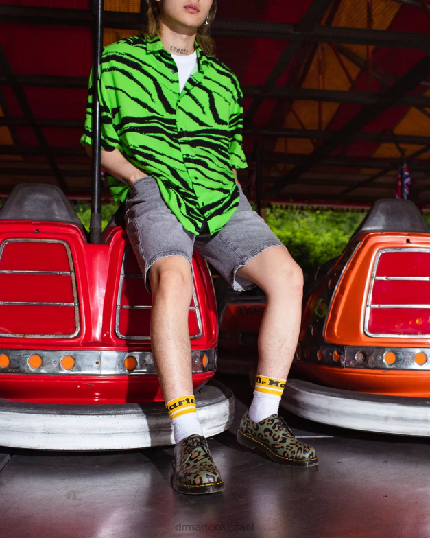 נעלי אוקספורד בהדפס נמר מעוות 1461 Dr. Martens נמר מעוות בצבע ירוק חאקי הַנעָלָה N8BB8301