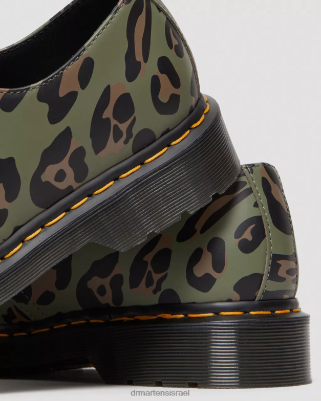 נעלי אוקספורד בהדפס נמר מעוות 1461 Dr. Martens נמר מעוות בצבע ירוק חאקי הַנעָלָה N8BB8301
