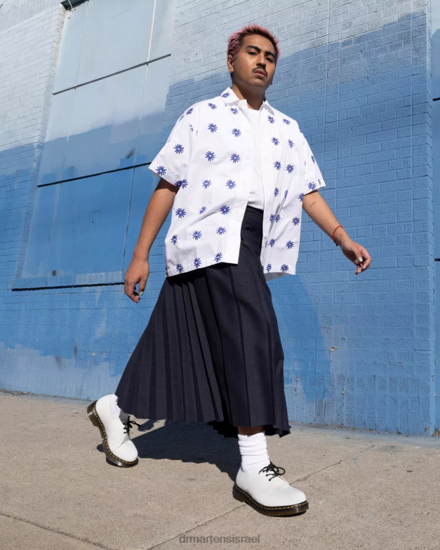 נעלי אוקספורד מעור חלק 1461 Dr. Martens לבן חלק הַנעָלָה N8BB8307