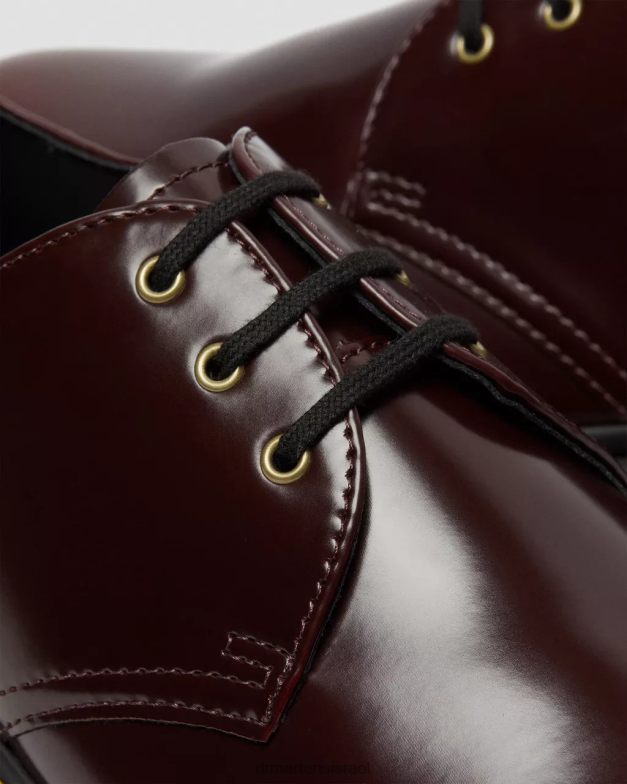 נעלי אוקספורד טבעוניות 1461 Dr. Martens דובדבן אדום אוקספורד לשפשף הַנעָלָה N8BB8311