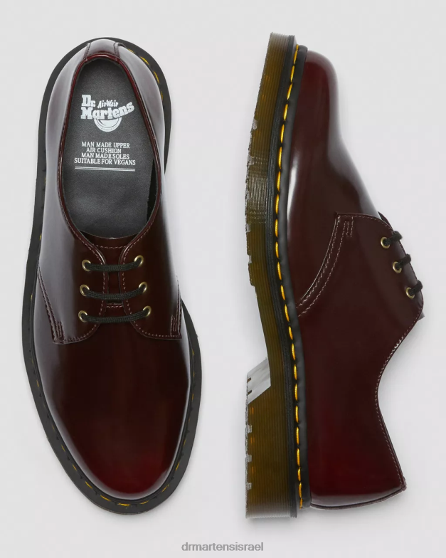 נעלי אוקספורד טבעוניות 1461 Dr. Martens דובדבן אדום אוקספורד לשפשף הַנעָלָה N8BB8311