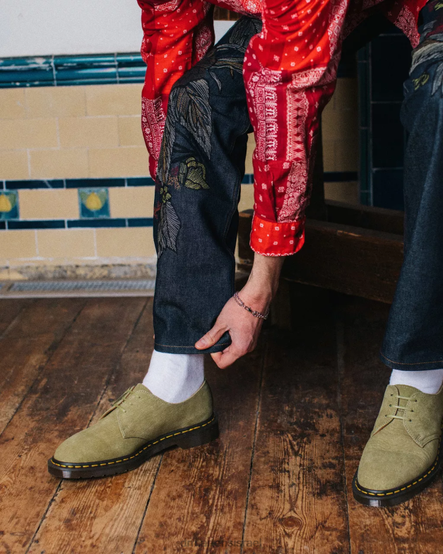 1461 תוצרת אנגליה נעלי אוקספורד מעור נובוק Dr. Martens ירוק הַנעָלָה N8BB8321