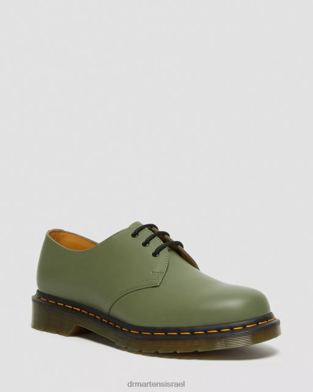 נעלי אוקספורד מעור חלק 1461 Dr. Martens ירוק חאקי חלק הַנעָלָה N8BB8324