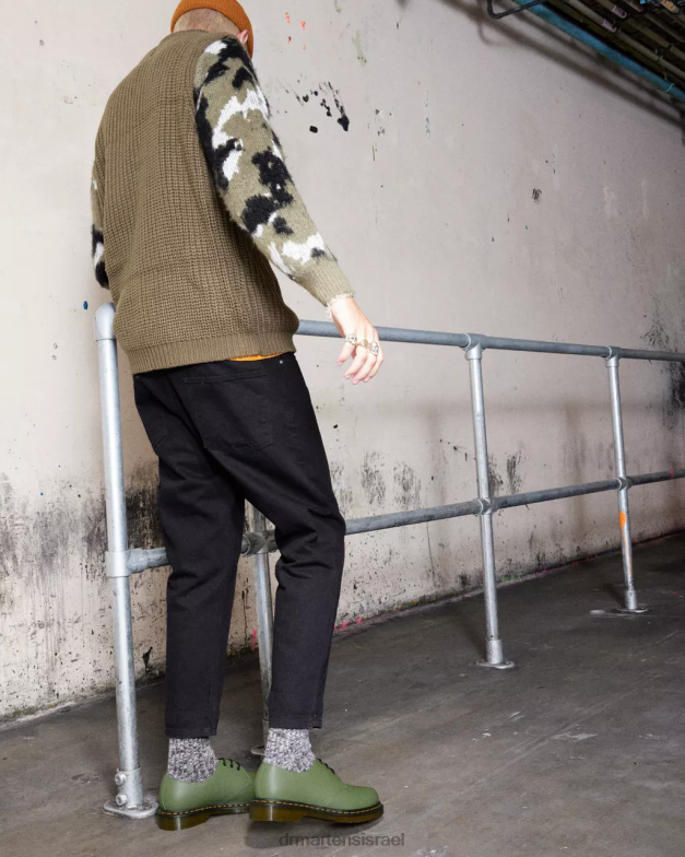 נעלי אוקספורד מעור חלק 1461 Dr. Martens ירוק חאקי חלק הַנעָלָה N8BB8324