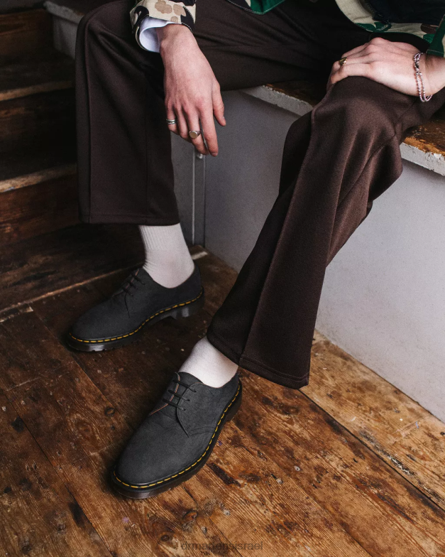 1461 תוצרת אנגליה נעלי אוקספורד מעור נובוק Dr. Martens שָׁחוֹר הַנעָלָה N8BB8331