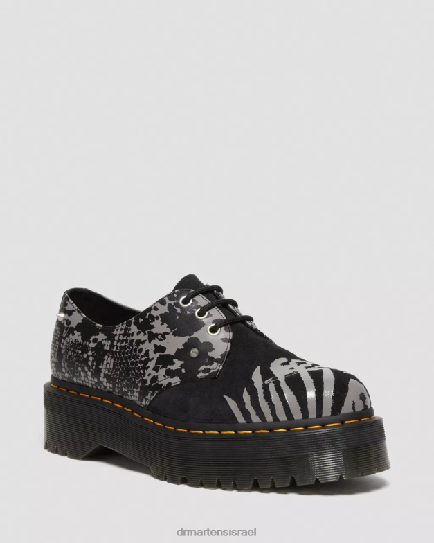 נעלי פלטפורמה 1461 animal clash מעור וזמש Dr. Martens צללית פרחונית פנטום שחור ואפור הַנעָלָה N8BB8237