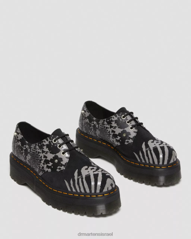 נעלי פלטפורמה 1461 animal clash מעור וזמש Dr. Martens צללית פרחונית פנטום שחור ואפור הַנעָלָה N8BB8237