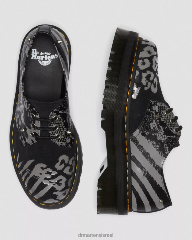 נעלי פלטפורמה 1461 animal clash מעור וזמש Dr. Martens צללית פרחונית פנטום שחור ואפור הַנעָלָה N8BB8237