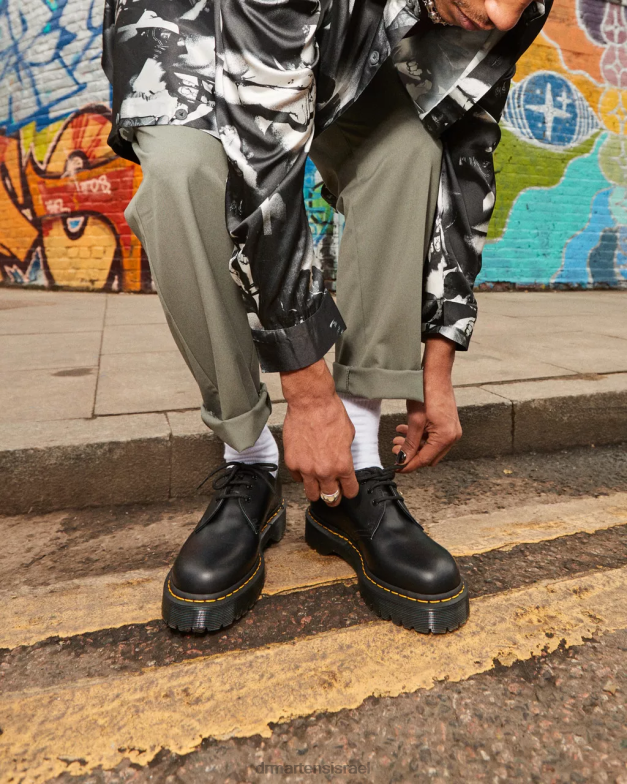 נעלי אוקספורד מעור חלק 1461 bex Dr. Martens שחור חלק הַנעָלָה N8BB8220