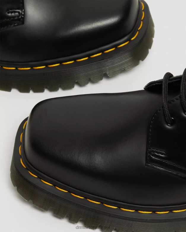 נעלי אוקספורד מעור 1461 bex מרובע Dr. Martens שחור מלוטש חלק הַנעָלָה N8BB8238