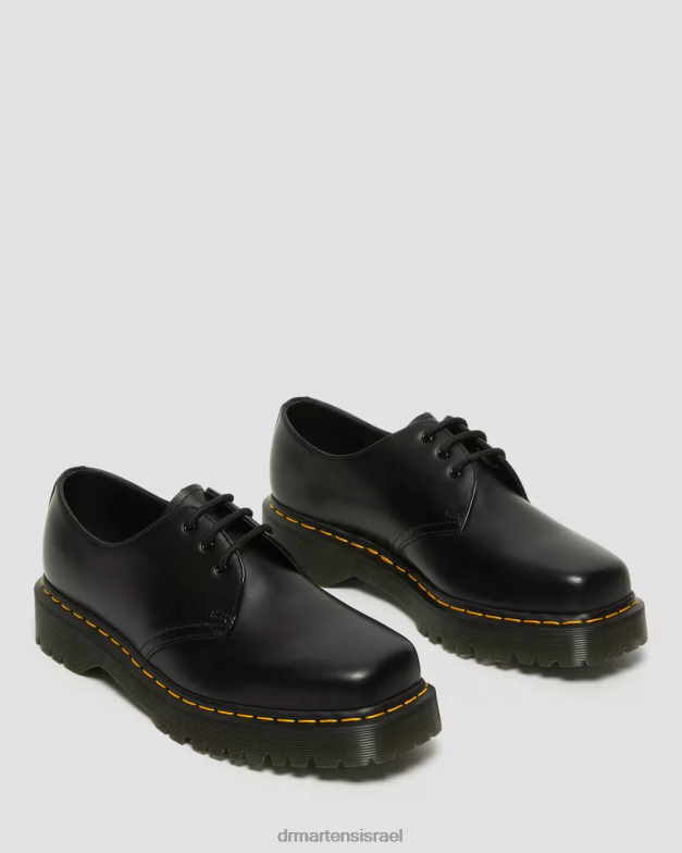 נעלי אוקספורד מעור 1461 bex מרובע Dr. Martens שחור מלוטש חלק הַנעָלָה N8BB8238
