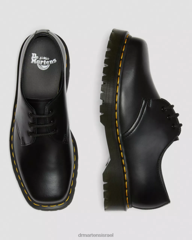 נעלי אוקספורד מעור 1461 bex מרובע Dr. Martens שחור מלוטש חלק הַנעָלָה N8BB8238