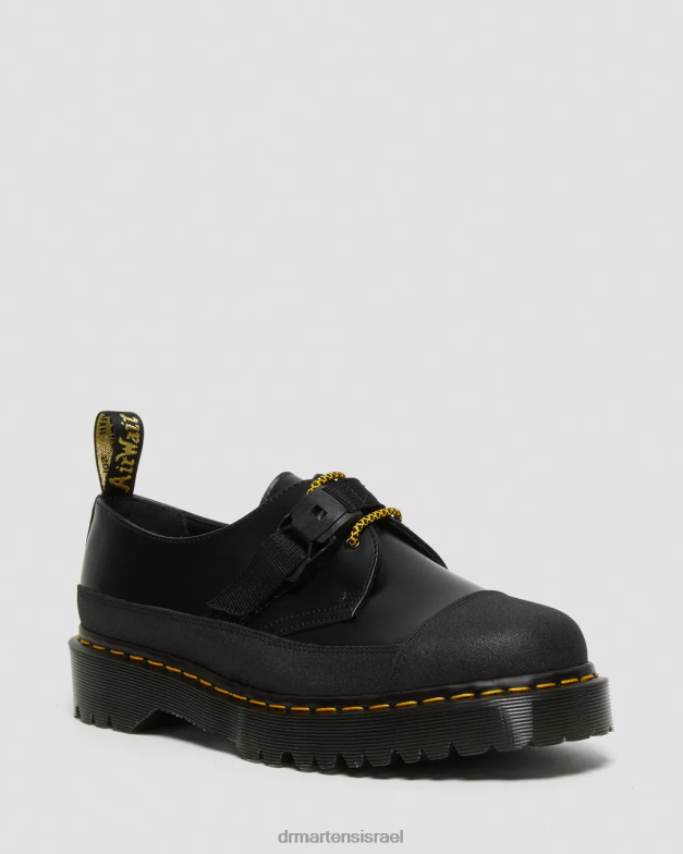 1461 תוצרת אנגליה bex tech נעלי אוקספורד עור חלק Dr. Martens שחור חלק ומקורי כפול הַנעָלָה N8BB8240