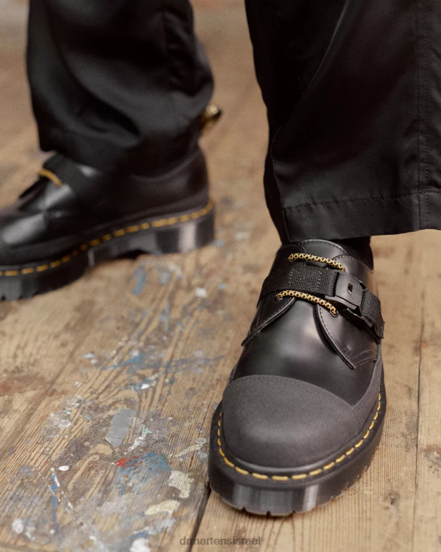 1461 תוצרת אנגליה bex tech נעלי אוקספורד עור חלק Dr. Martens שחור חלק ומקורי כפול הַנעָלָה N8BB8240