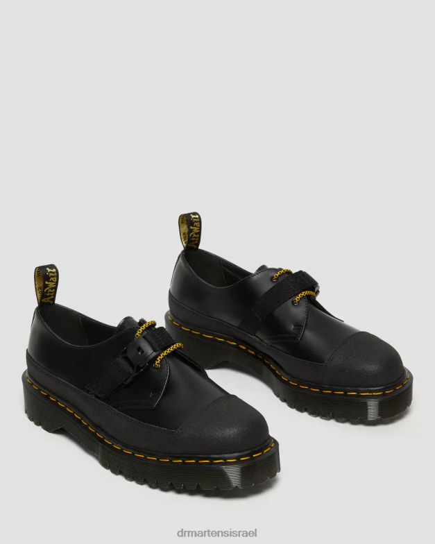 1461 תוצרת אנגליה bex tech נעלי אוקספורד עור חלק Dr. Martens שחור חלק ומקורי כפול הַנעָלָה N8BB8240