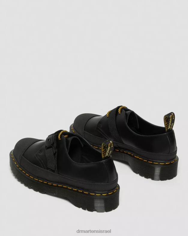 1461 תוצרת אנגליה bex tech נעלי אוקספורד עור חלק Dr. Martens שחור חלק ומקורי כפול הַנעָלָה N8BB8240