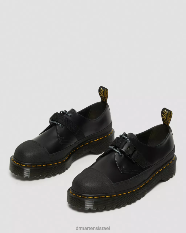 1461 תוצרת אנגליה bex tech נעלי אוקספורד עור חלק Dr. Martens שחור חלק ומקורי כפול הַנעָלָה N8BB8240