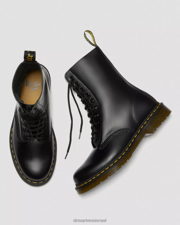 מגפי עור חלק 1490 באמצע השוק Dr. Martens שחור חלק הַנעָלָה N8BB8360