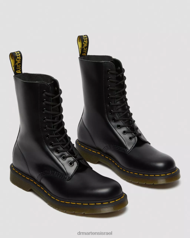 מגפי עור חלק 1490 באמצע השוק Dr. Martens שחור חלק הַנעָלָה N8BB8360