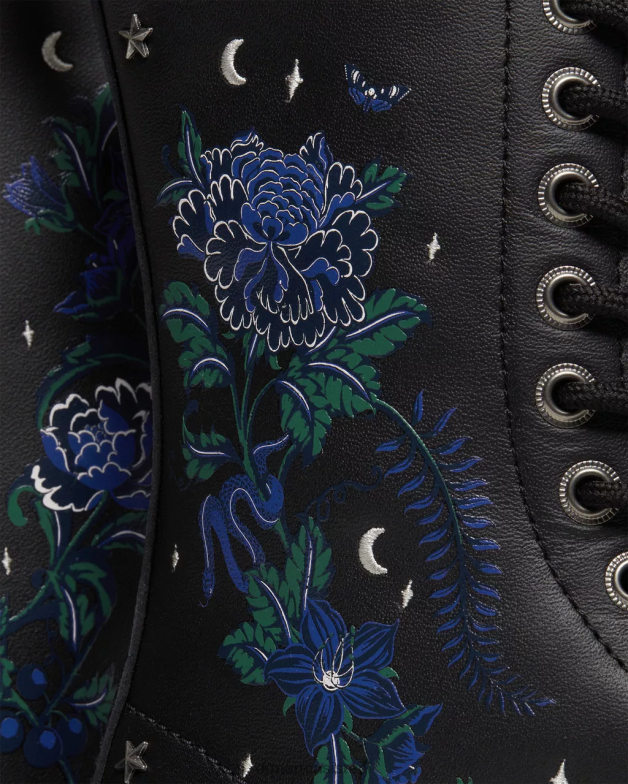 1490 מגפיים מעור פרחוני מיסטי באמצע השוק Dr. Martens מאש אפ פרחוני שחור k hydro הַנעָלָה N8BB8364