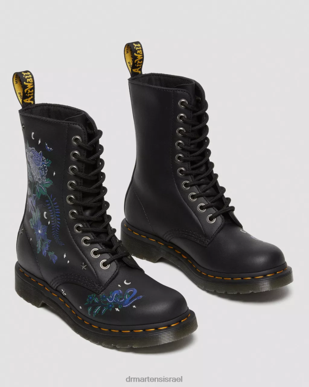 1490 מגפיים מעור פרחוני מיסטי באמצע השוק Dr. Martens מאש אפ פרחוני שחור k hydro הַנעָלָה N8BB8364