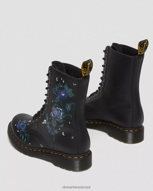 1490 מגפיים מעור פרחוני מיסטי באמצע השוק Dr. Martens מאש אפ פרחוני שחור k hydro הַנעָלָה N8BB8364