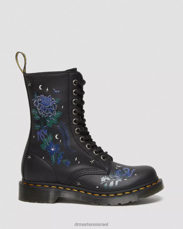 1490 מגפיים מעור פרחוני מיסטי באמצע השוק Dr. Martens מאש אפ פרחוני שחור k hydro הַנעָלָה N8BB8364