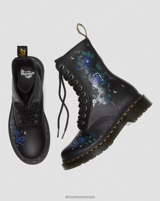 1490 מגפיים מעור פרחוני מיסטי באמצע השוק Dr. Martens מאש אפ פרחוני שחור k hydro הַנעָלָה N8BB8364