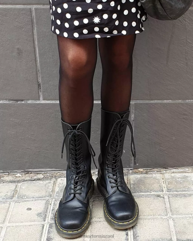 מגפיים גבוהים מעור חלק משנת 1914 Dr. Martens שחור חלק הַנעָלָה N8BB8365